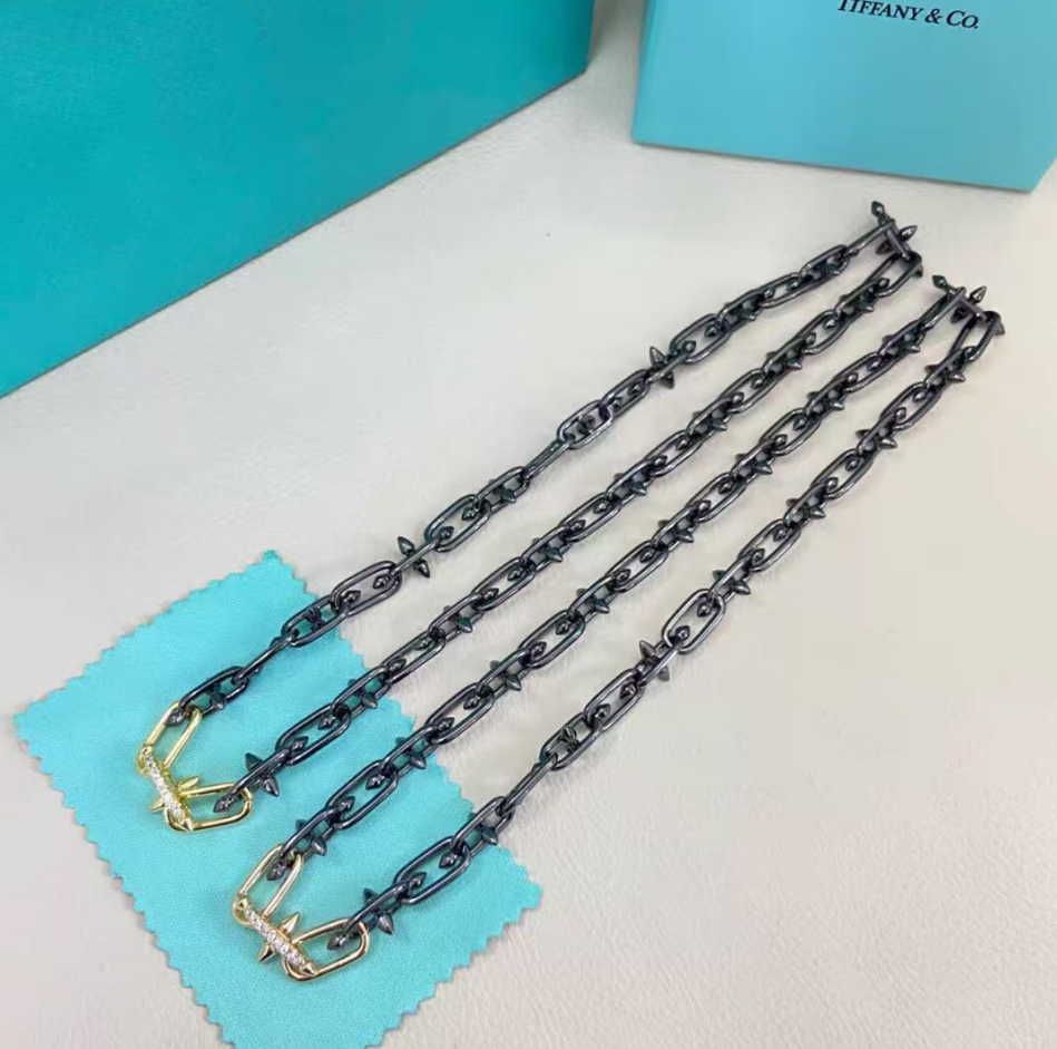 Tiffany Atlas X Closed Nails Pendant Black Titanium with Diamonds