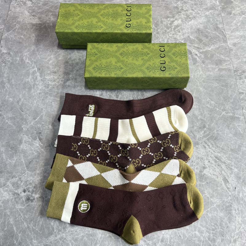 Set of 5 Pairs of Cotton Anti-bacterial Crew Socks WZ-924000170