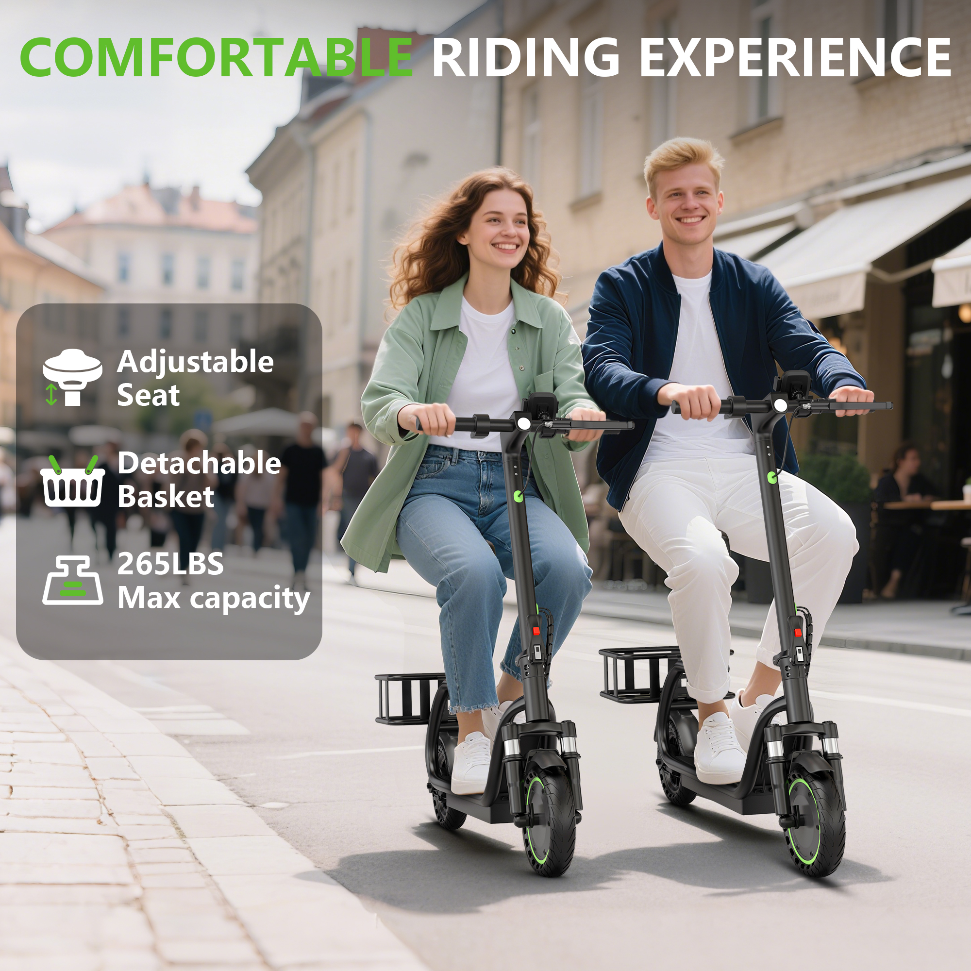 AOVOPRO H2 350W Electric Scooter 8.5 inch Wheel With Seat & Basket 15 Miles