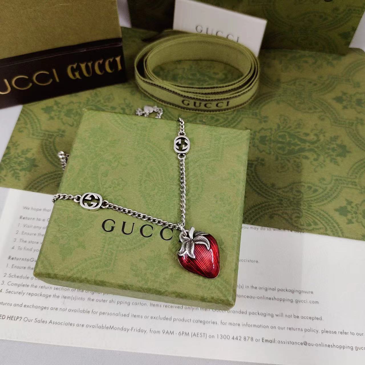 Red Strawberries Pendant Chains Necklace GGXL-9120014