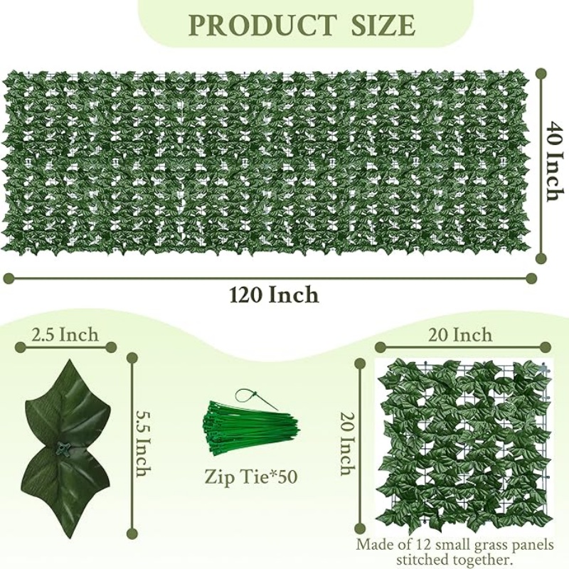 GREENFOLD Artificial Ivy Privacy Fence Wall Screen