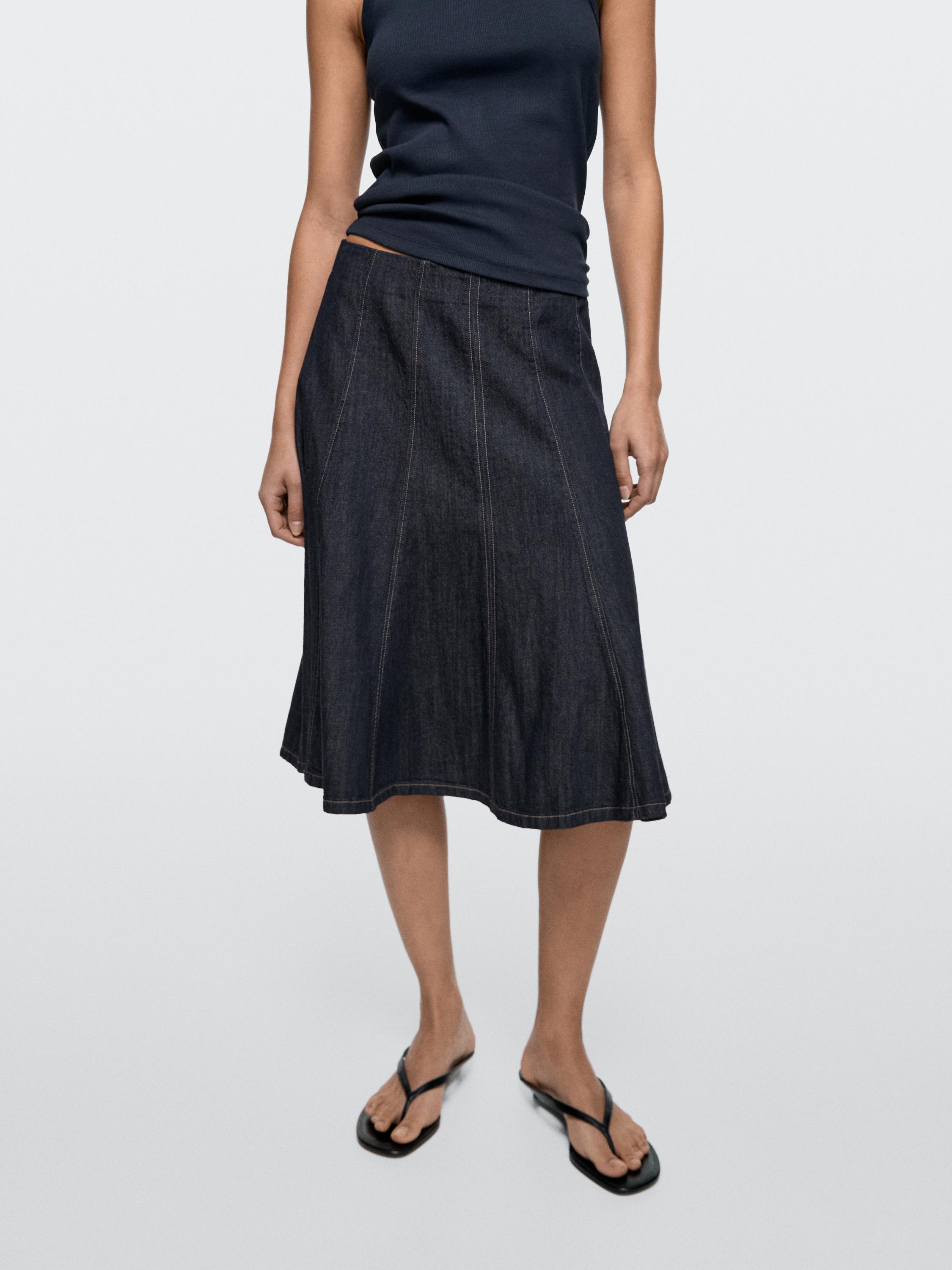 Falda midi denim godets