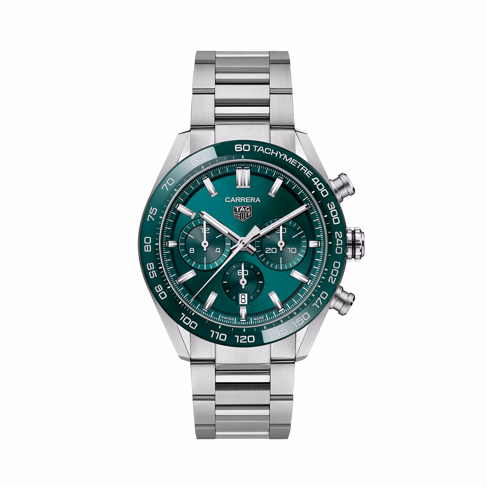 TAG Heuer Carrera Chronograph 44mm Mens Watch Green Stainless Steel CBN2A1N.BA0643