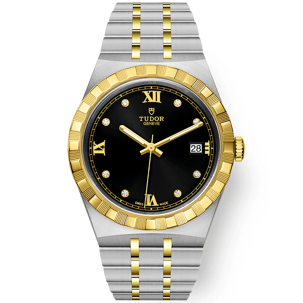 TUDOR Royal 38mm Two-Tone Black Diamond Dial Automatic Bracelet Watch M28503-0004