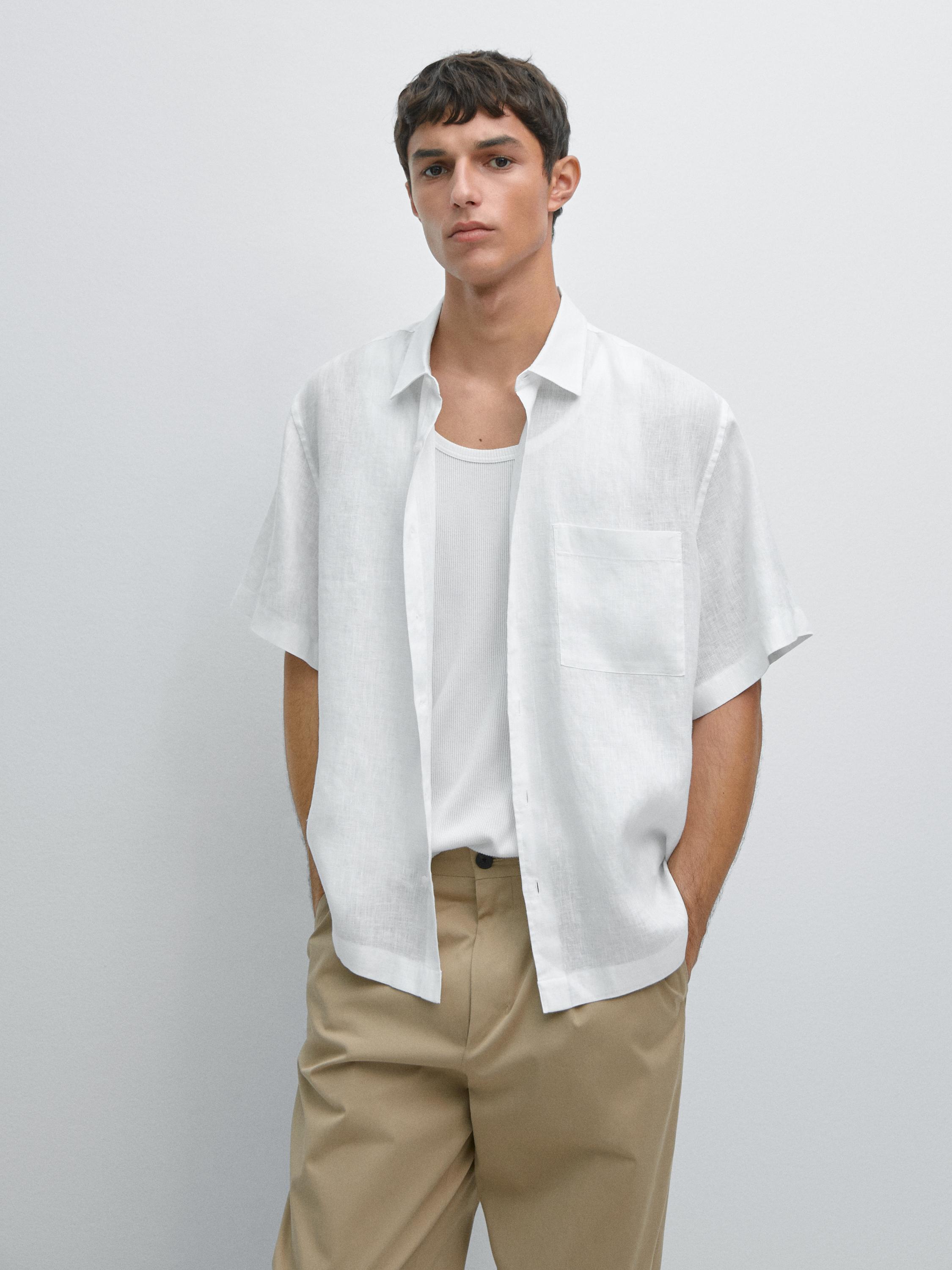 Camisa manga corta 100% lino
