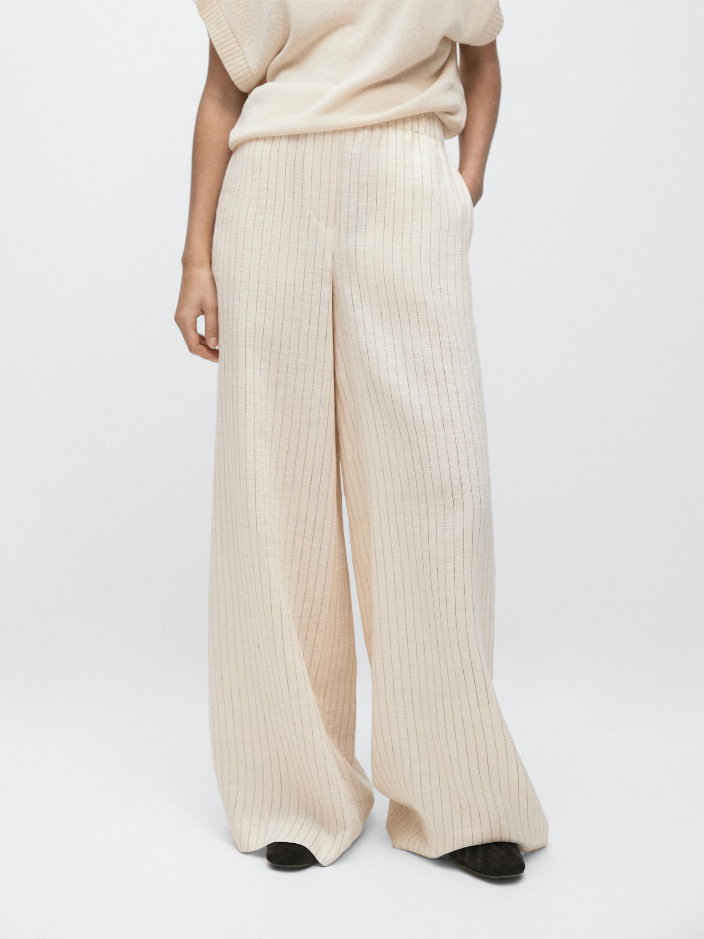 Pantalón raya diplomática mezcla lino