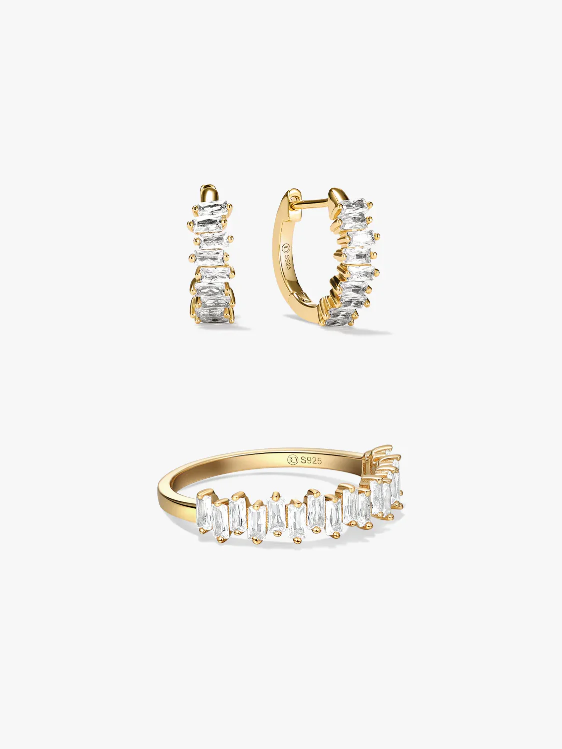 Baguette Ring & Huggie Earrings Bundle