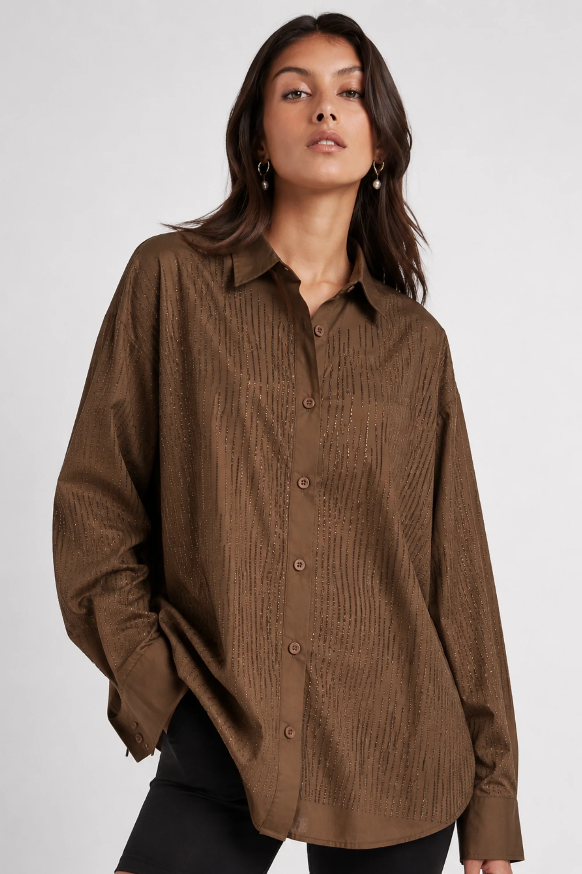 Mocha Luxe Rhinestone Shirt