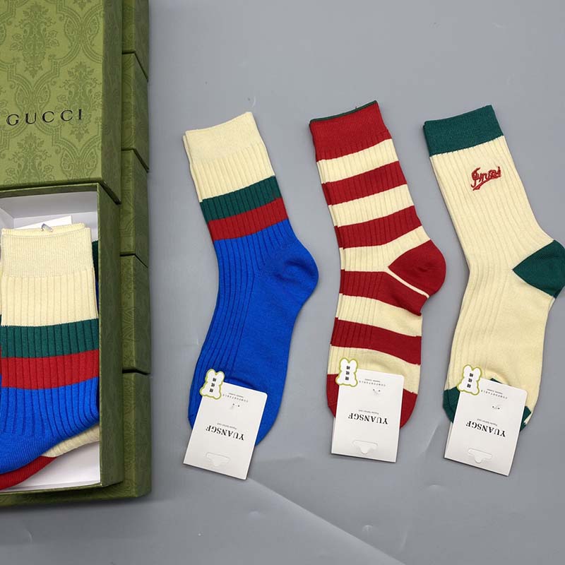 Set of 3 Pairs of Cotton Anti-bacterial Crew Socks WZ-924000180