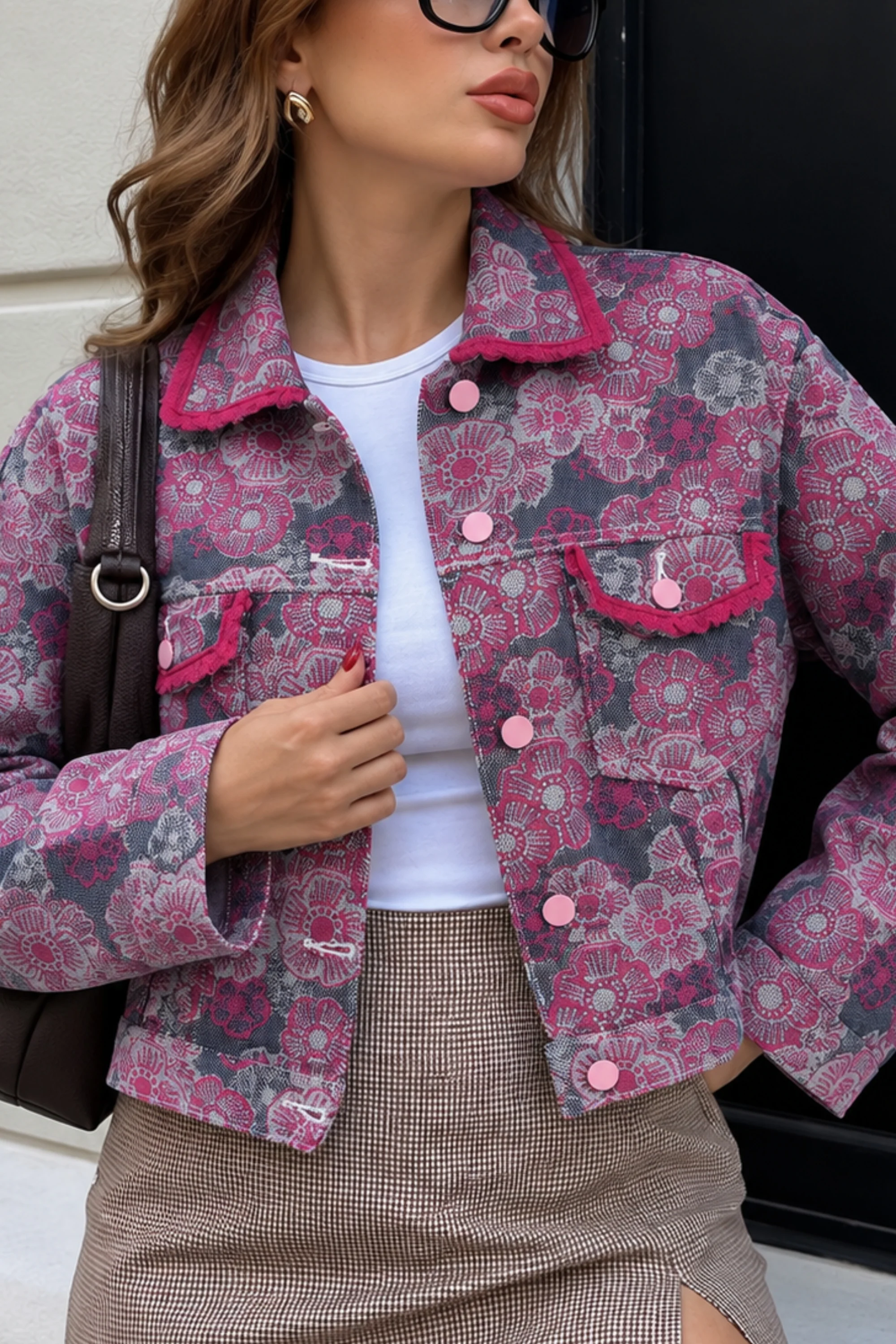 Pink Blossom Denim Jacket