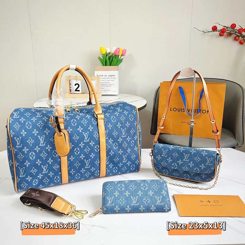 2Colors Canvas Bags set Size Big: 17.7″x7.1″x14.2″ Medium: 9.8″x2.0″x5.1″ Small: 7.9″x4.3″ BB-6915027
