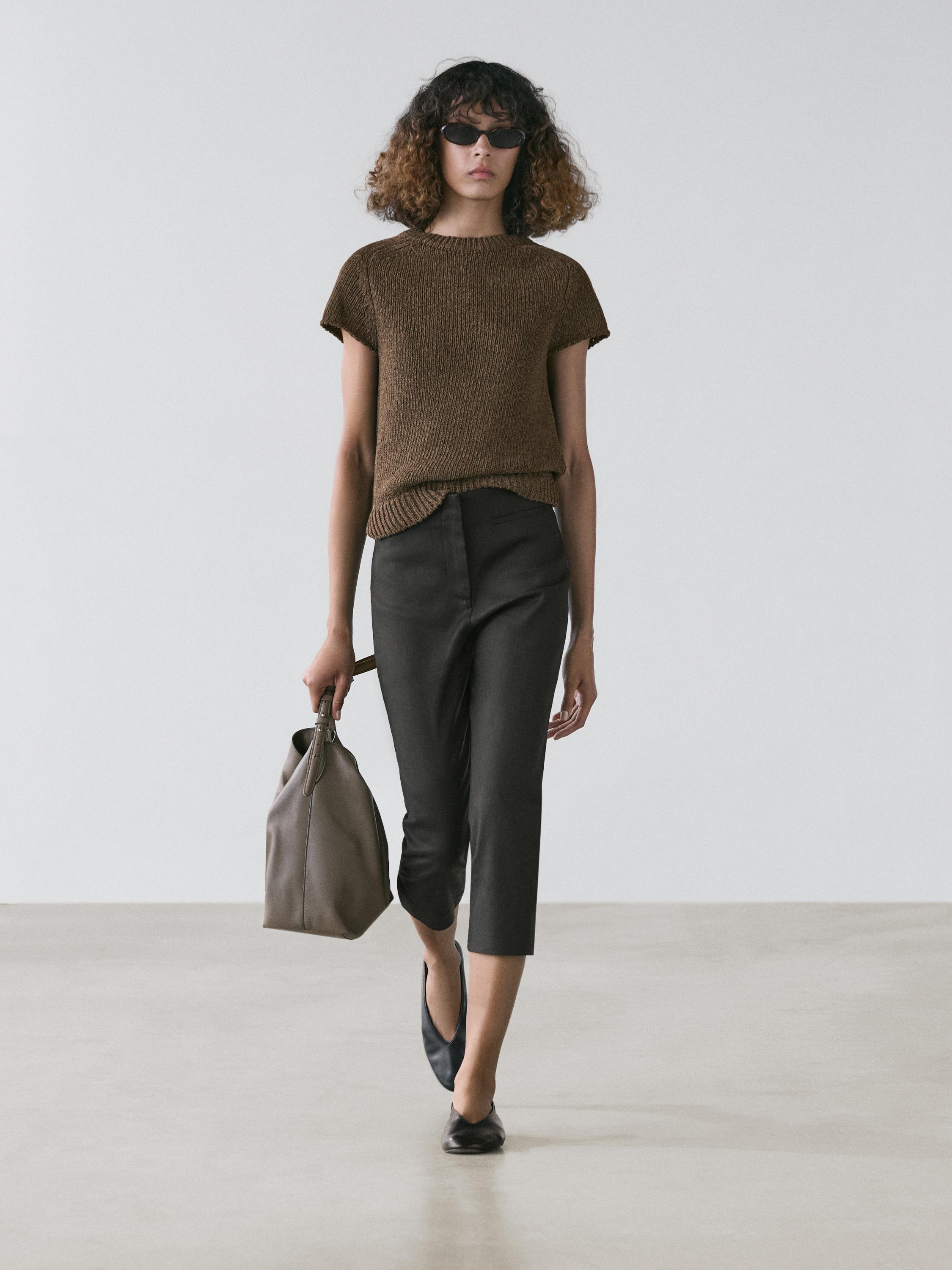 Pantalón capri con lino