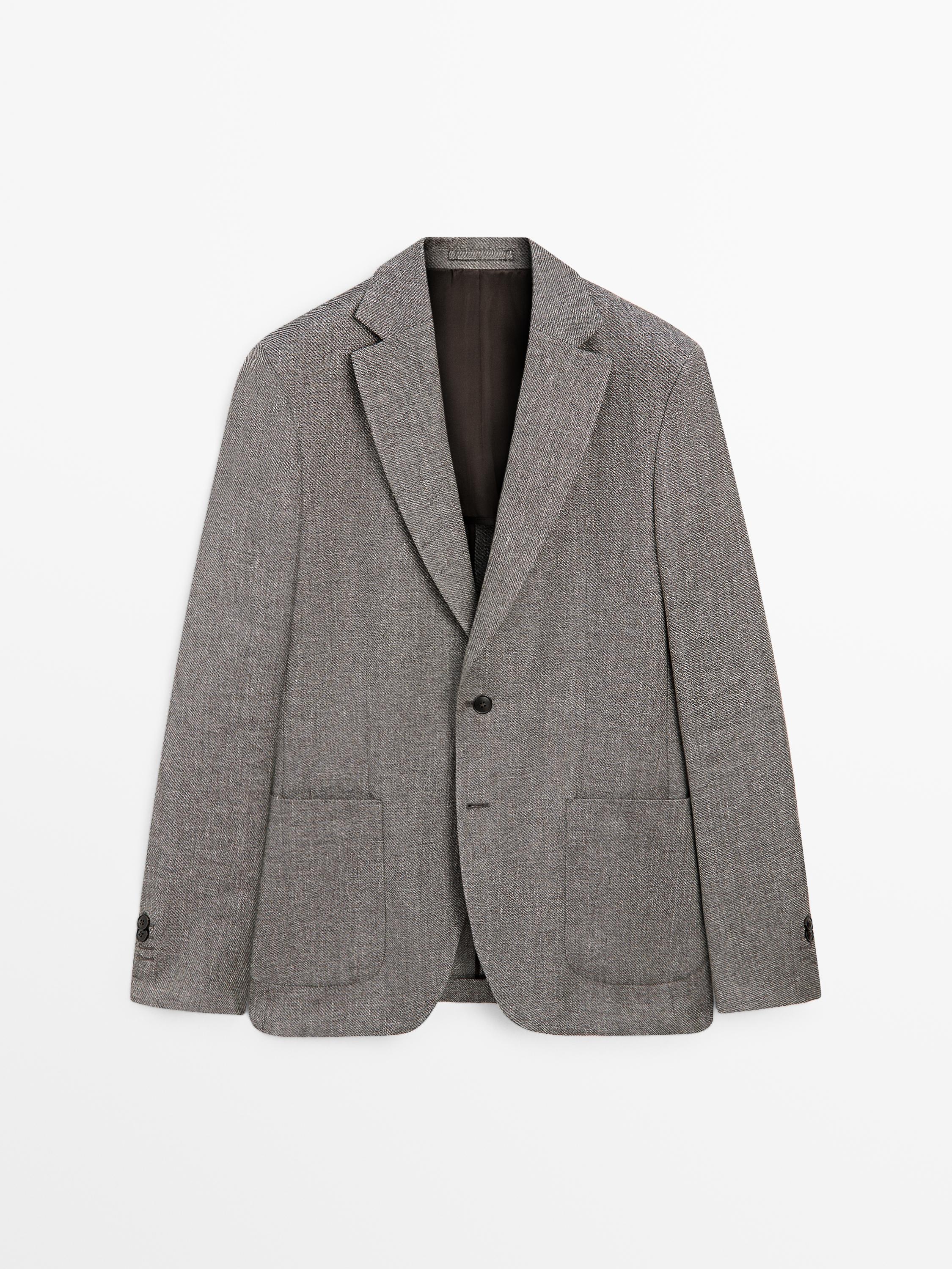 Americana espiga mezcla lino tailored
