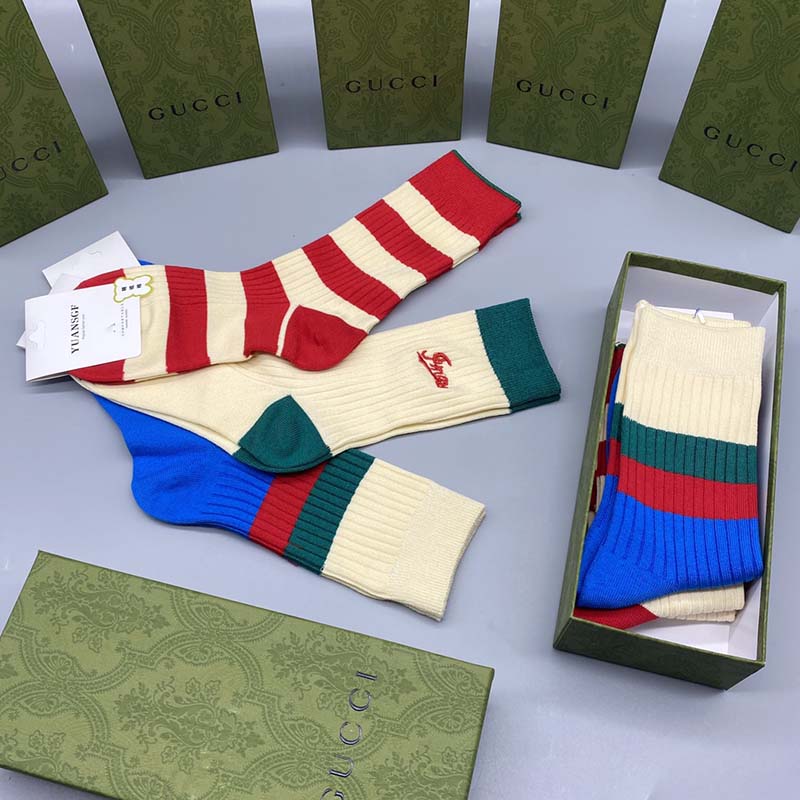 Set of 3 Pairs of Cotton Anti-bacterial Crew Socks WZ-924000180