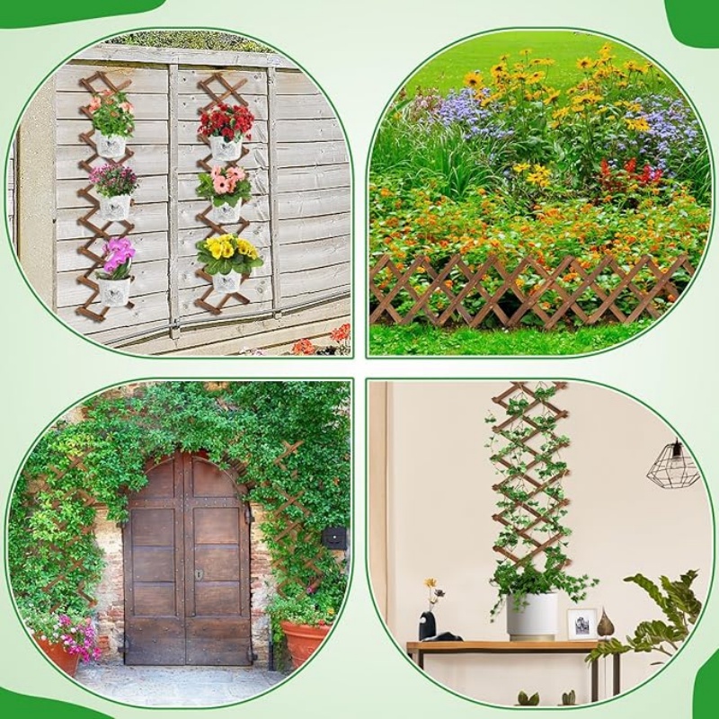 GREENFOLD Pack of 2 Extra Thick Wooden Wall Trellis
