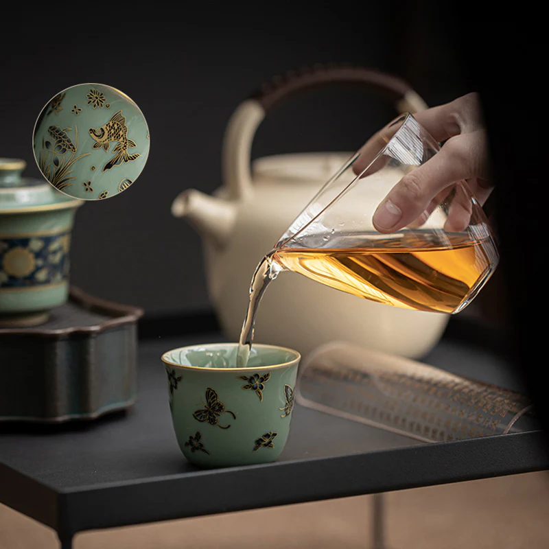 Butterfly Flower Lotus Koi Fish Plum Blossom Ceramic Teacup Kung Fu Tea Cup 100ml