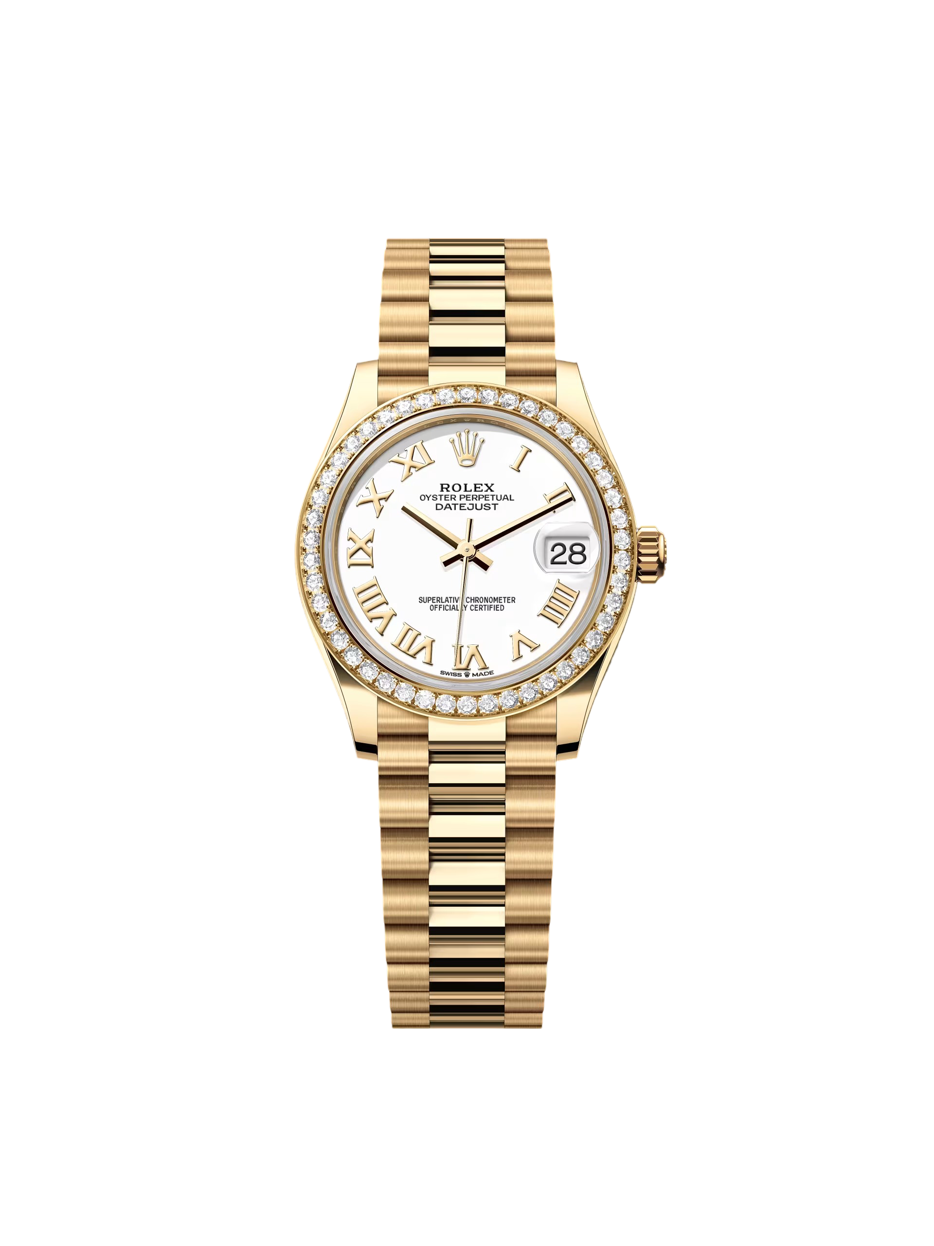 Rolex Datejust m278288RBR-0009 White 31mm Dial President Bracelet Watch