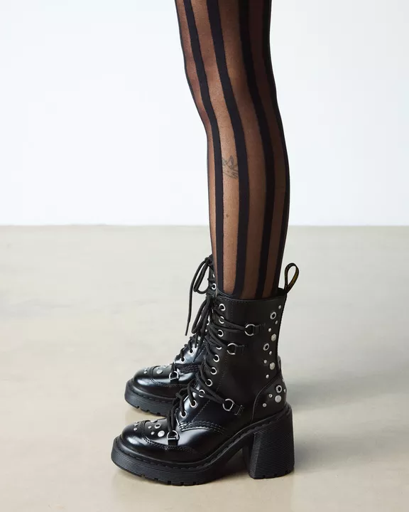 CHESNEY STUDDED BUTTERO LEATHER FLARE HEEL BOOTS