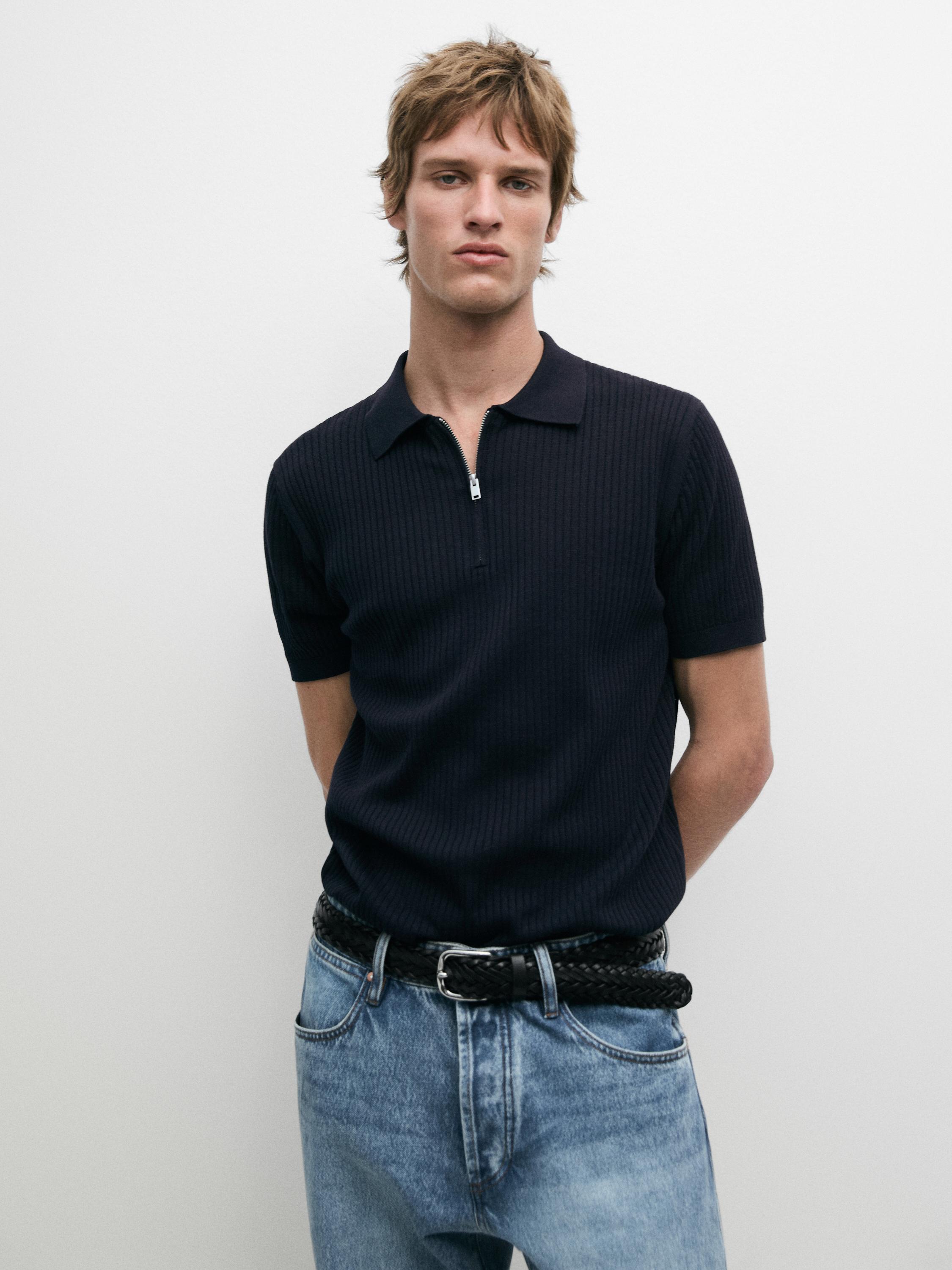 Jersey polo punto cuello cremallera