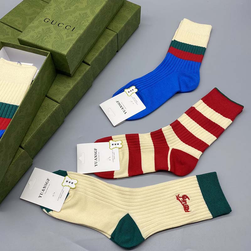 Set of 3 Pairs of Cotton Anti-bacterial Crew Socks WZ-924000180