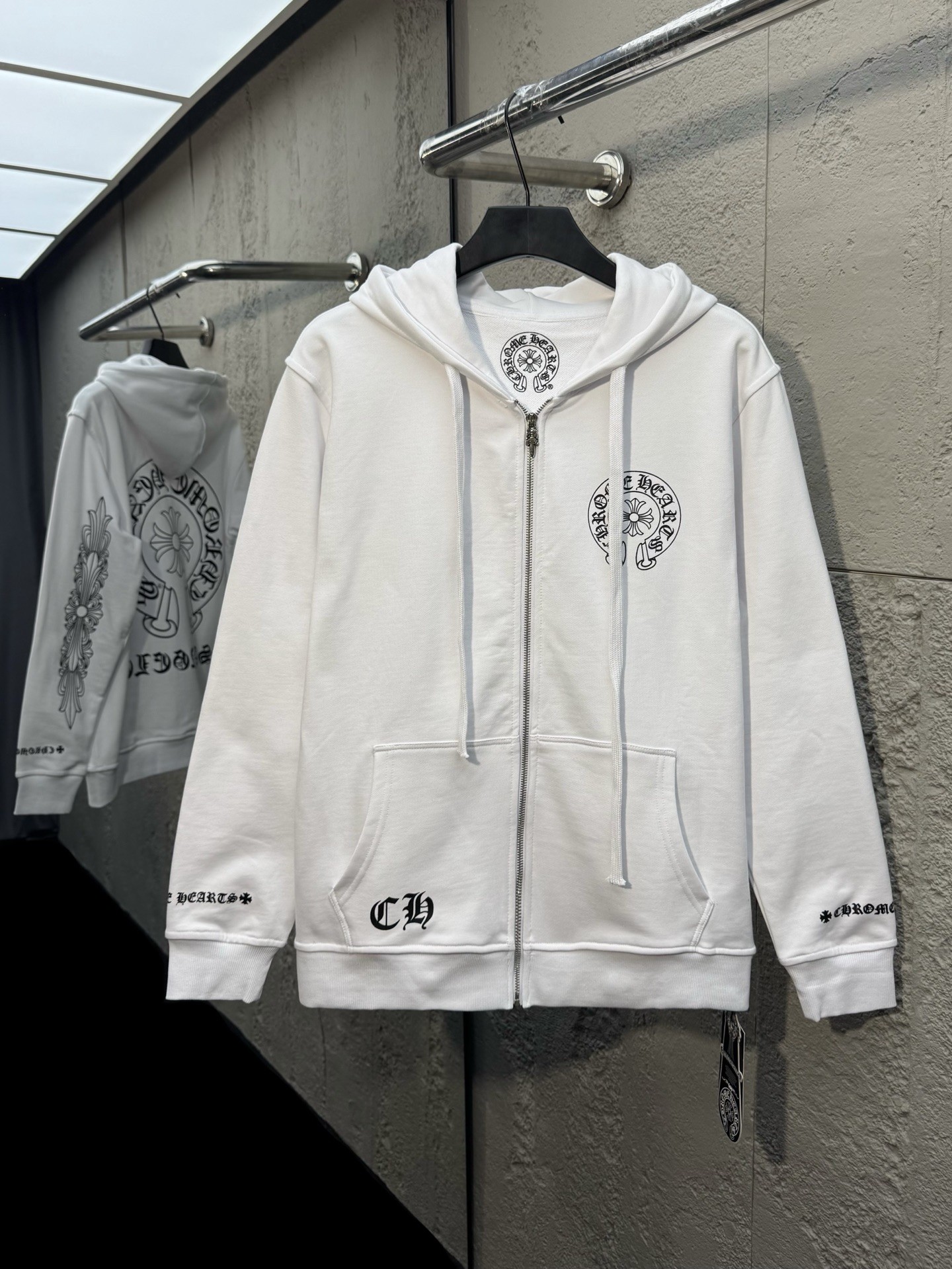 Chrome H Hooded zippered jacket
