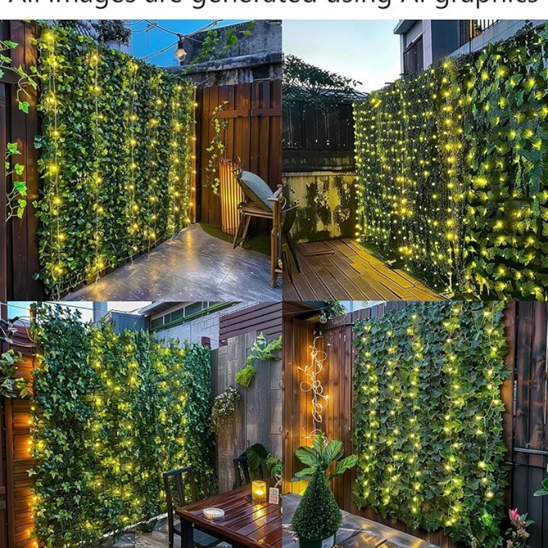 GREENFOLD Artificial Ivy Privacy Fence with Lights