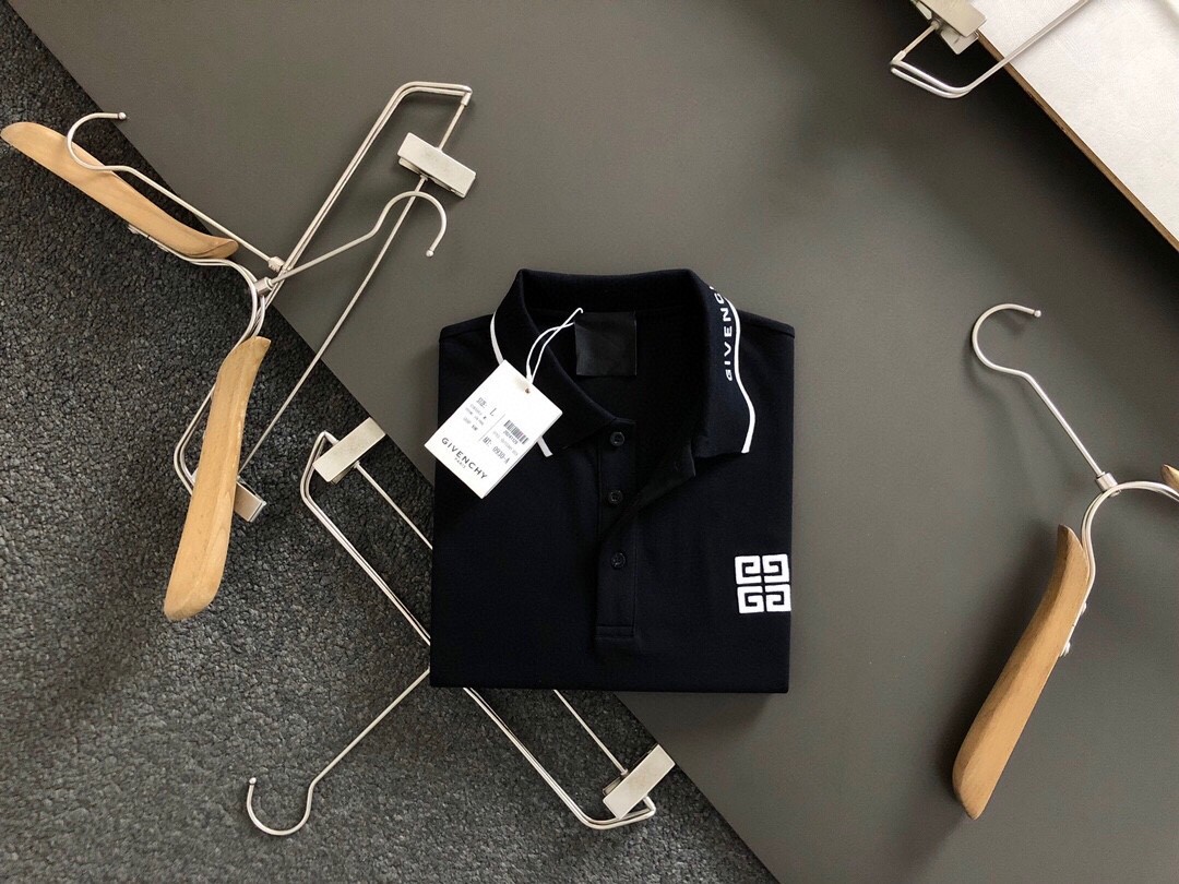 GVC Monochrome embroidered polo shirt with lapel