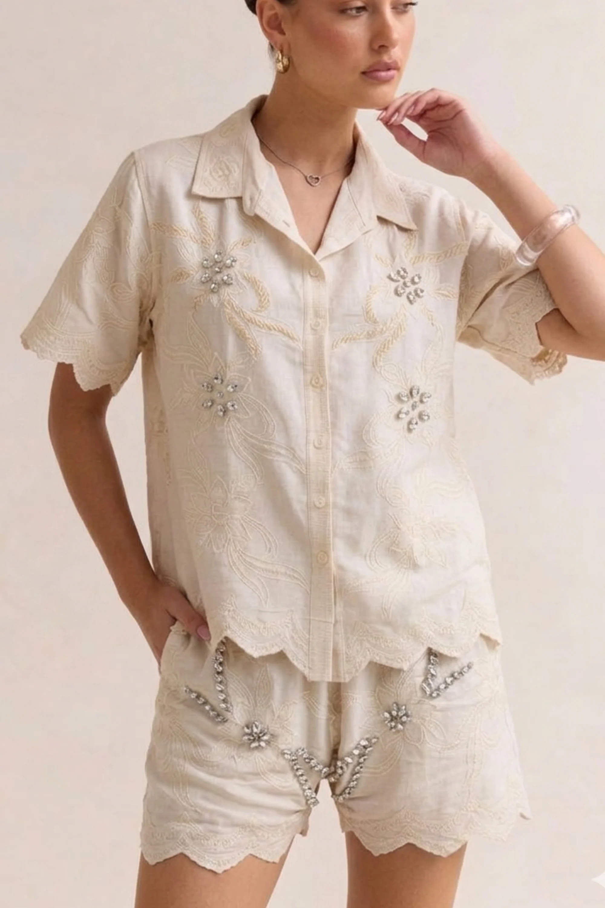 ButterCream Embellished Shorts Co-ord Set