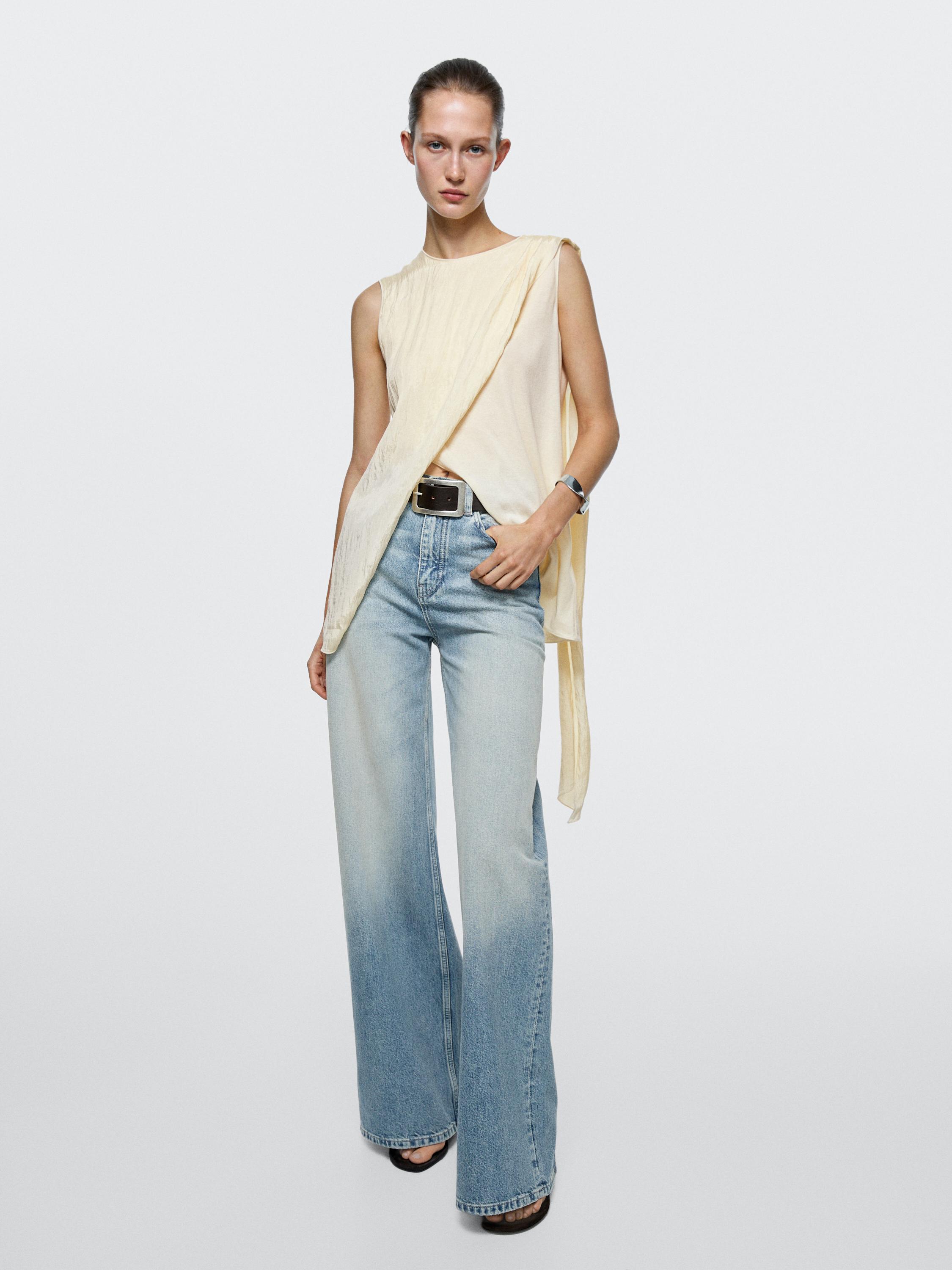 Jeans wide leg tiro alto
