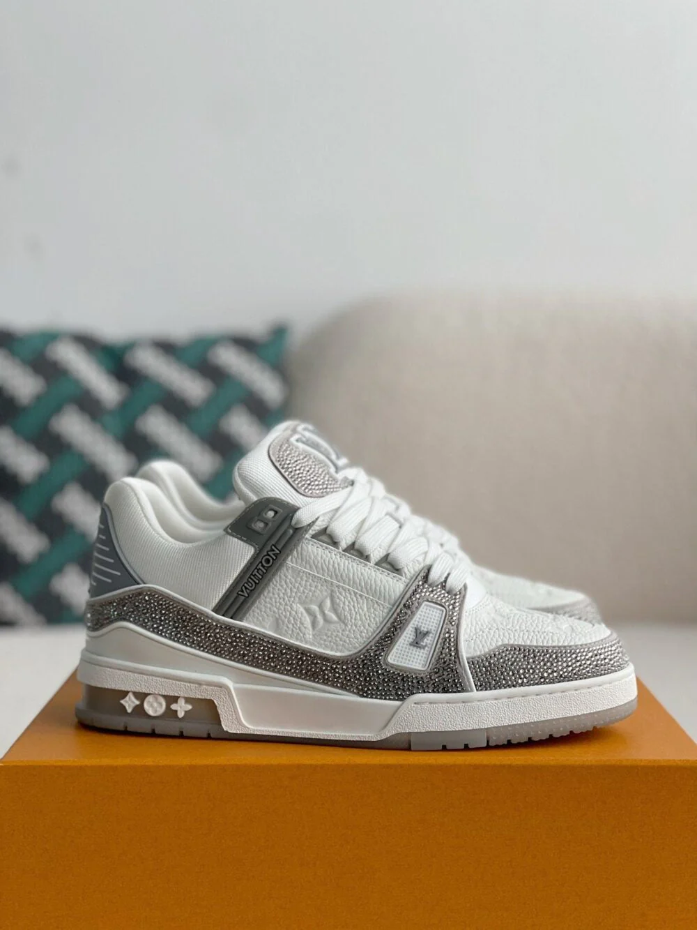 L.V  Trainer Sneaker ‘Denim Monogram Grey Diamond’