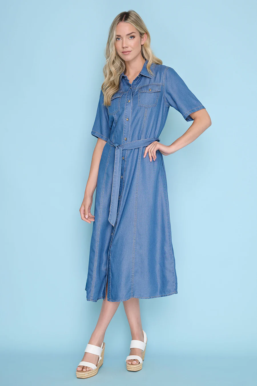 Button-Front Long Dress