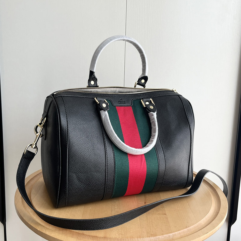 13.0″x8.7″x7.1″ Black Leather Travel bag with Strap BB-921287