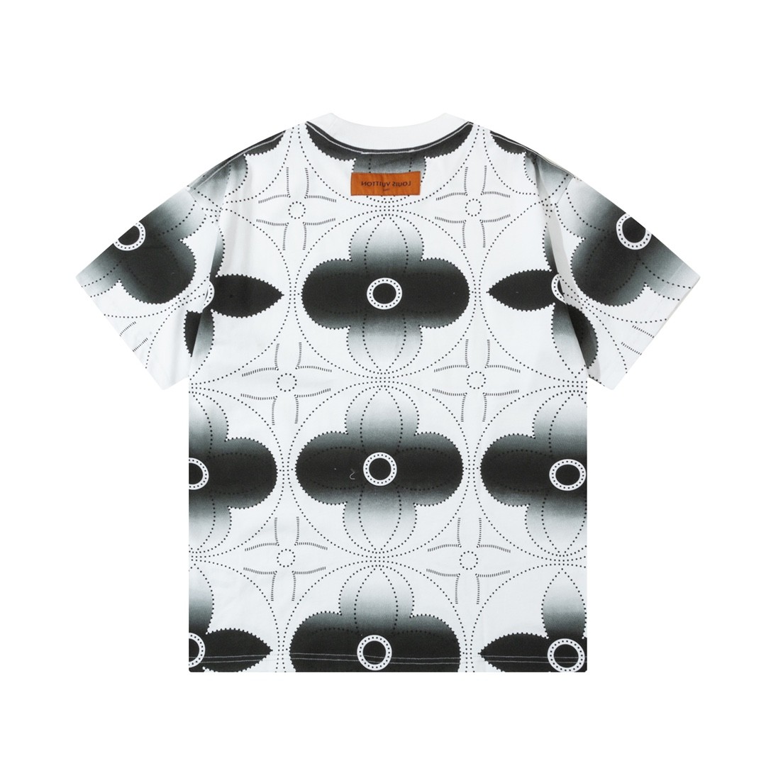 LV Watercolor four-leaf grass water-dyed t-shirt