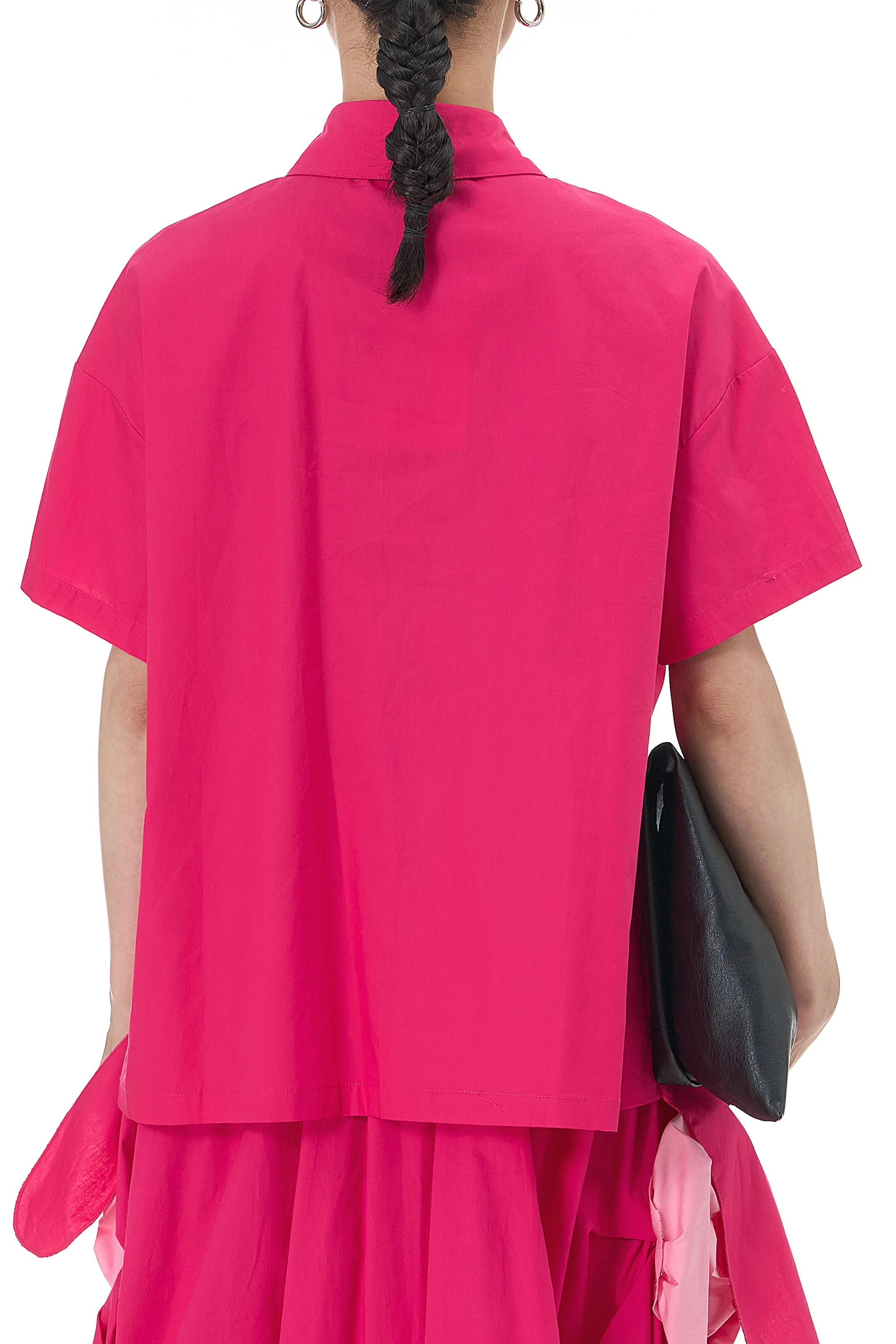 Pink Asymmetric Hem Shirt