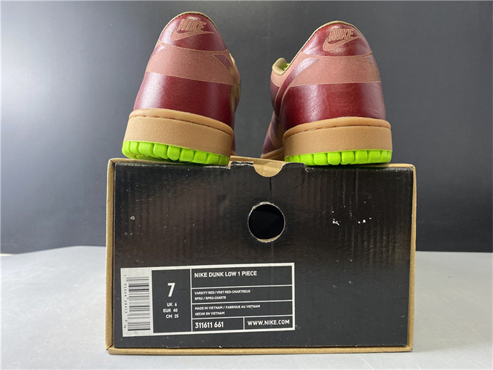 NK Dunk Low 1-Piece Laser Varsity Red Chartreuse 311611-661