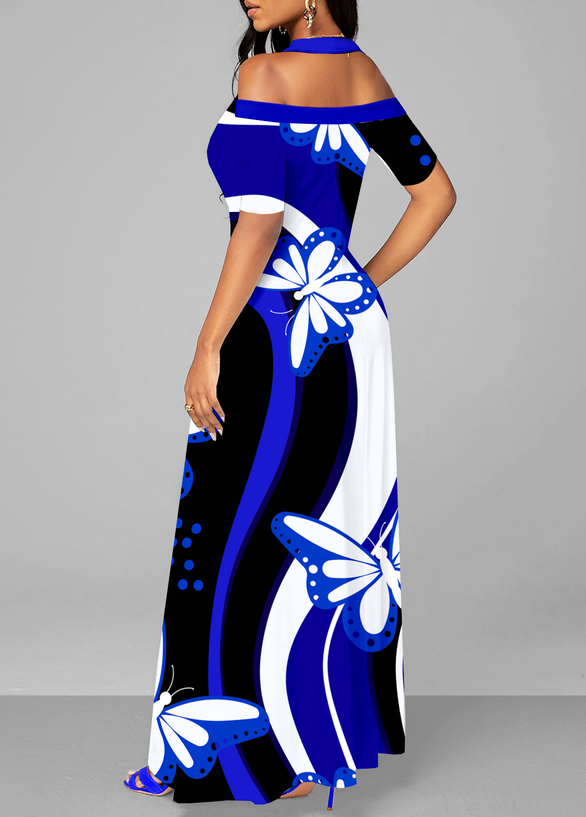 Butterfly Print Double Side Pockets Dress