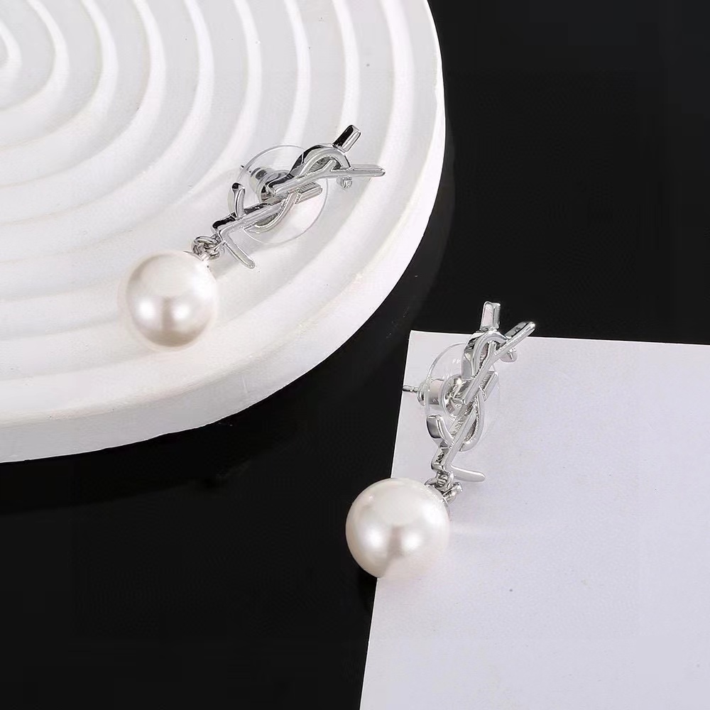 Golden Silver Pearls Earrings YYED-9110014