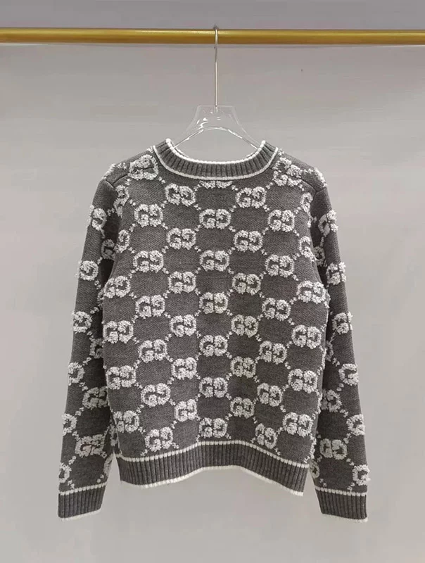 Round neck letter thick wool cardigan MY-93213
