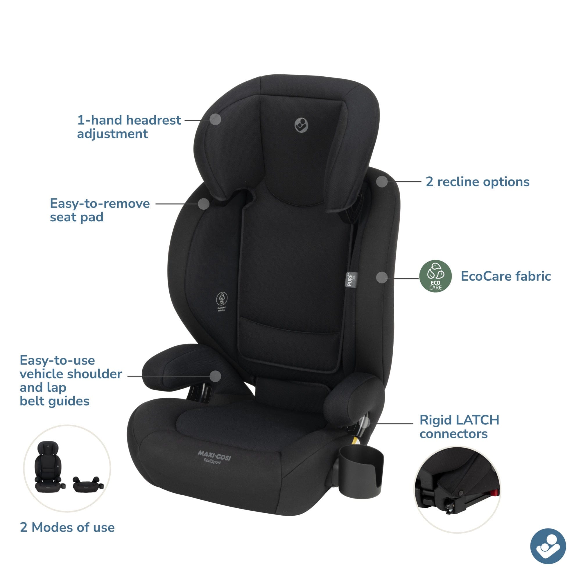 Maxi-Cosi RodiSport High Back Belt Positioning Booster Car Seat - Sea Shadow