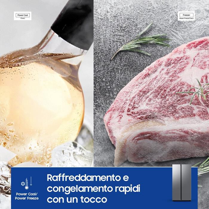 SAMSUNG - Frigorifero side by side RS70F65QDTEF Classe D-Metal Inox