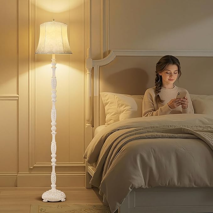 LUMIGROVE Rustic 66” Wash White Floor Lamp for Living Room Bedroom