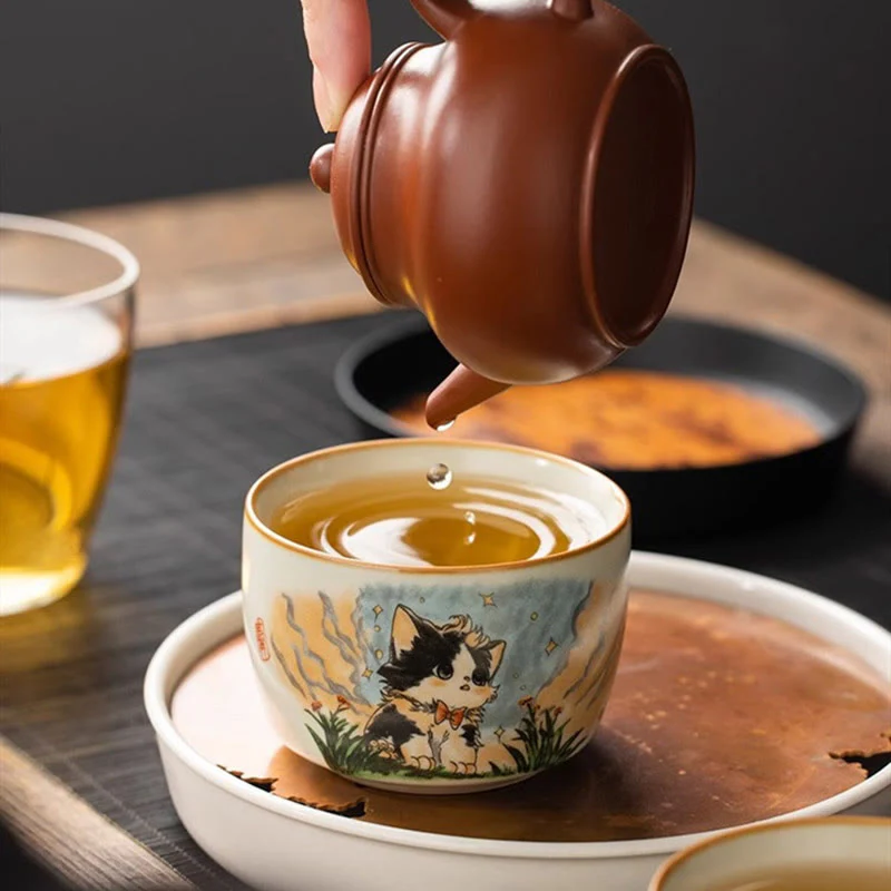 Cute Bow Tie Cat Teacup Kung Fu Tea Cup