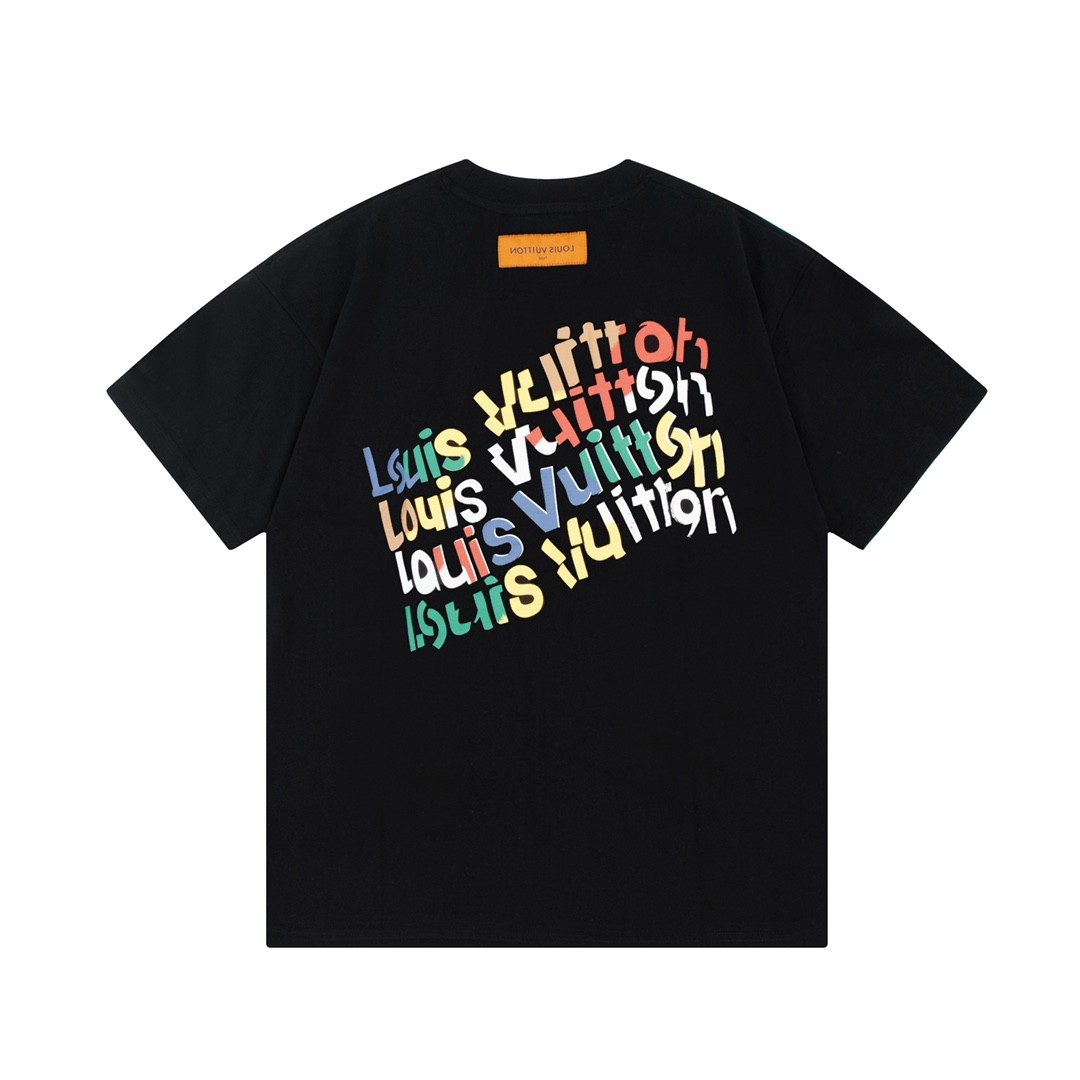 LV Flowers printed with colored lettering t-shirt