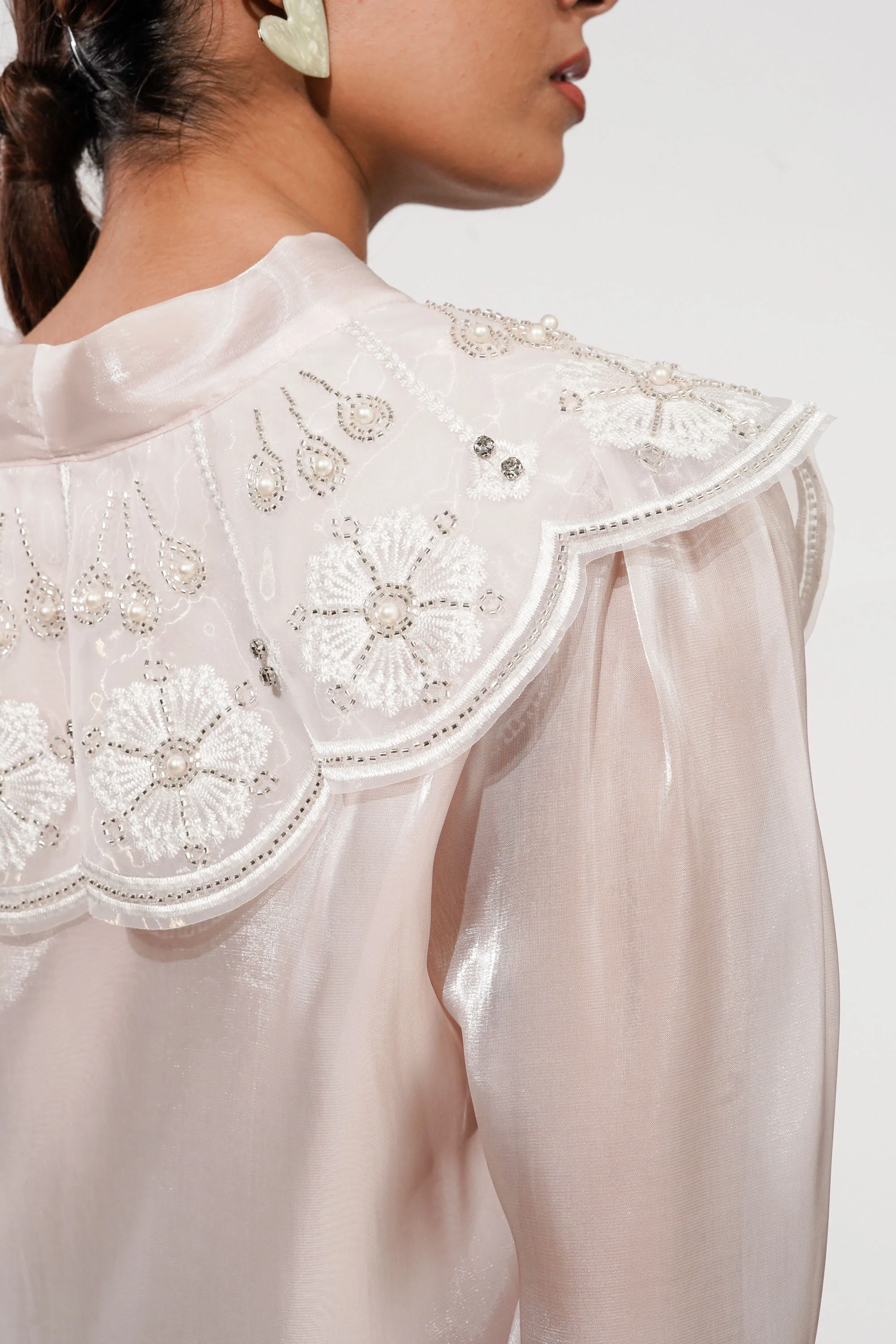 Baby Pink Bertha Pearl Top