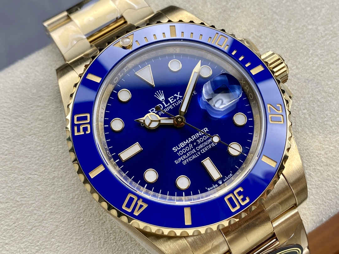 Clean Factory Rolex Submariner 126618LB – 41mm Full Gold Blue Submariner Replica