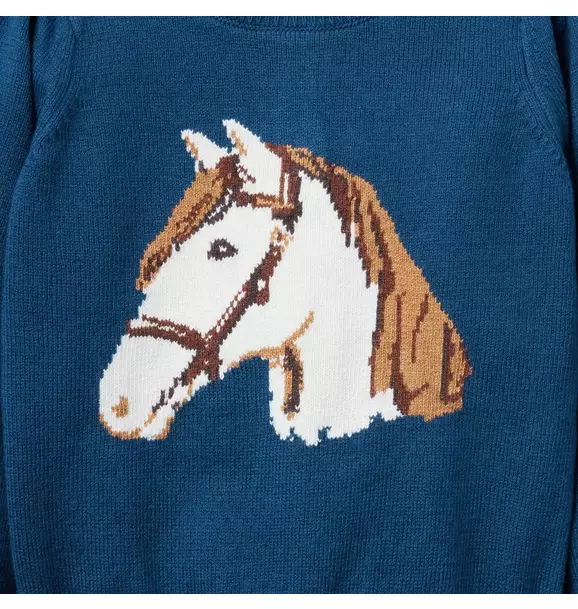 Horse Ruffle Collar Sweater