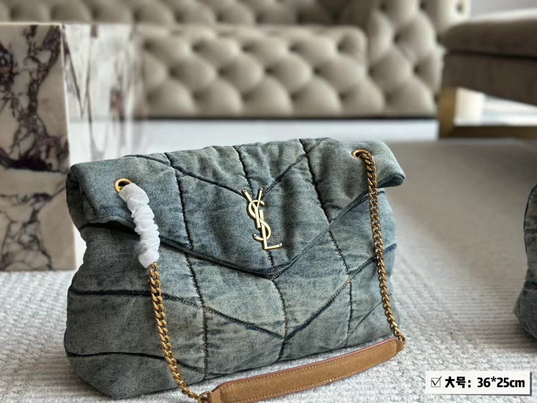 2 Colors Big:14.2″x9.8″ Small:11.4″x7.9″ Chains strap Denim Woman’s Handbag BB-921106