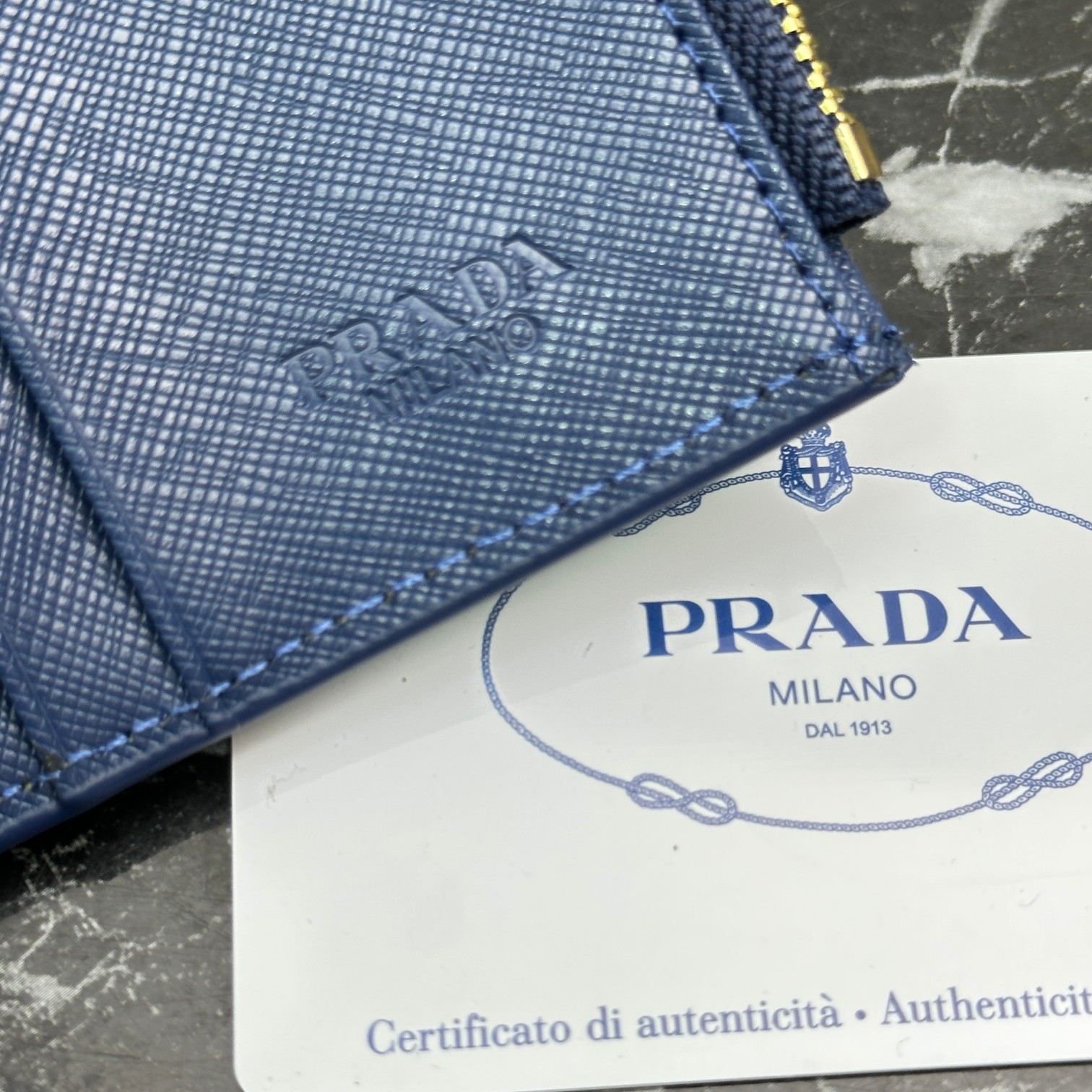 Fashion 3.9″x3.5″x0.8″ Blue Leather Wallet QB-927071