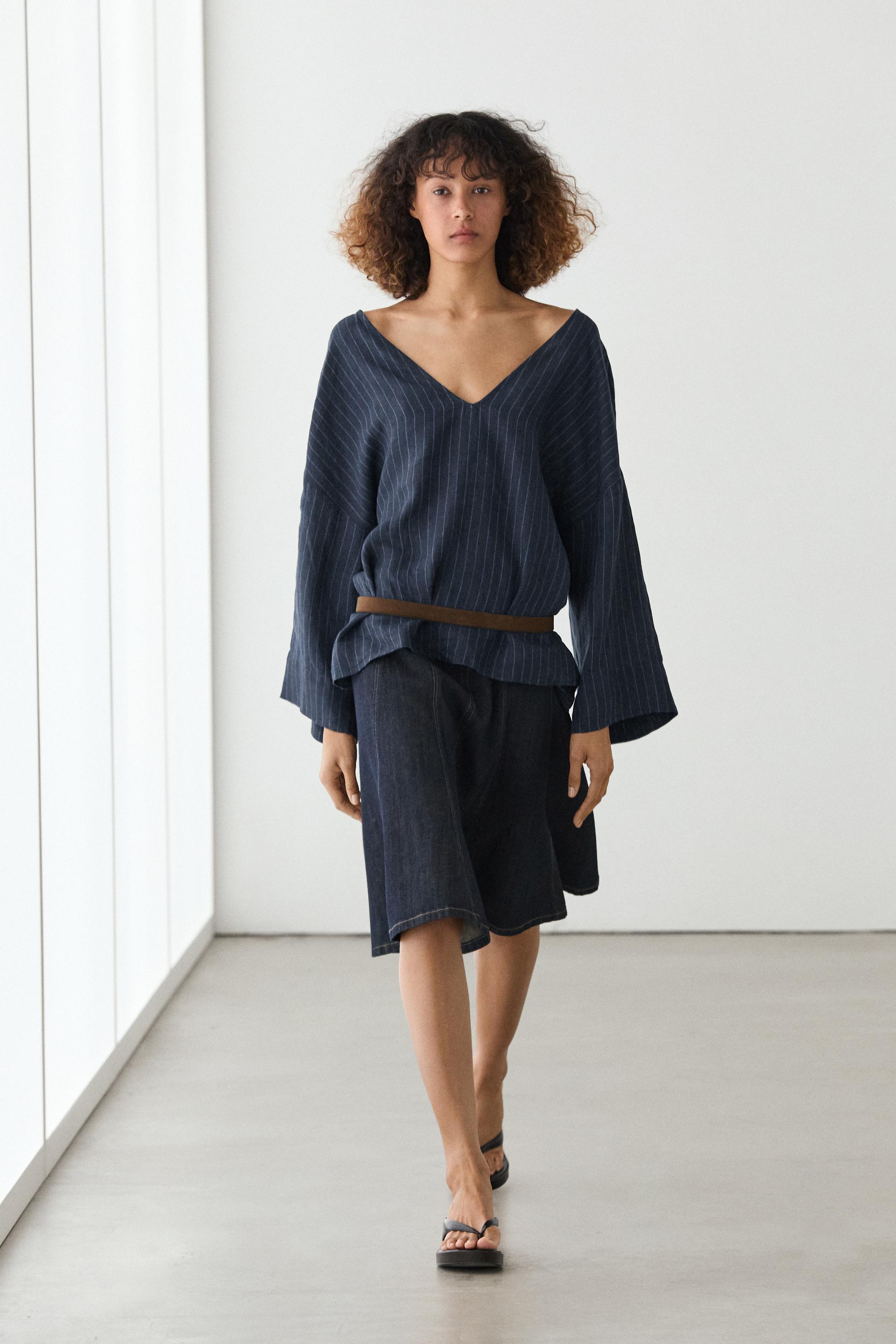Blusa rayas detalle espalda lino