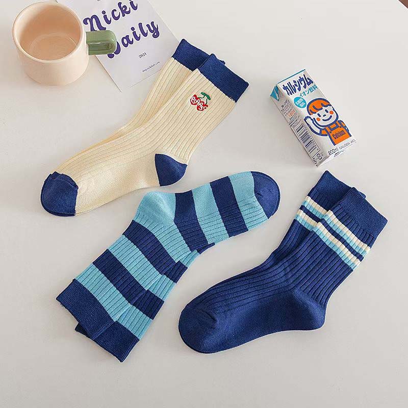 Set of 3 Pairs of Cotton Anti-bacterial Crew Socks WZ-924000156